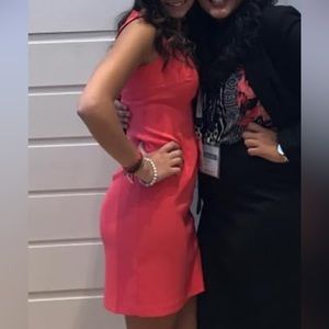 Coral Straight Business Casual Dress